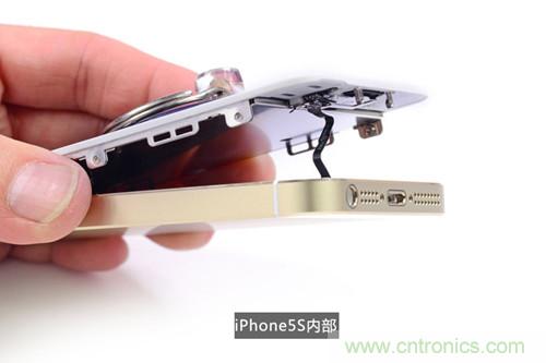 土豪金iPhone 5S拆解：內(nèi)部結(jié)構(gòu)升級(jí)，維修難度增加