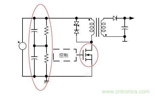 反激轉(zhuǎn)換器中的串聯(lián)大電容電路及單顆1，000VMOSFET