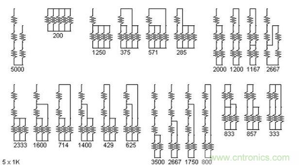 5個電阻我想出了23種組合。還有其它組合嗎？