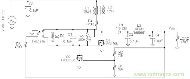 圖2：基于MOSFET的焦耳小偷電路。