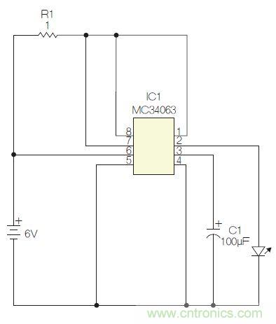 圖1：閃光燈標電路圖。