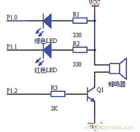 倒車雷達聲光報警電路圖