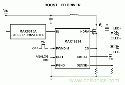 Li+電池供電、低壓高亮度(HB) LED解決方案