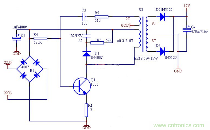 六款簡單的開關(guān)電源電路設(shè)計(jì)，內(nèi)附原理圖詳解