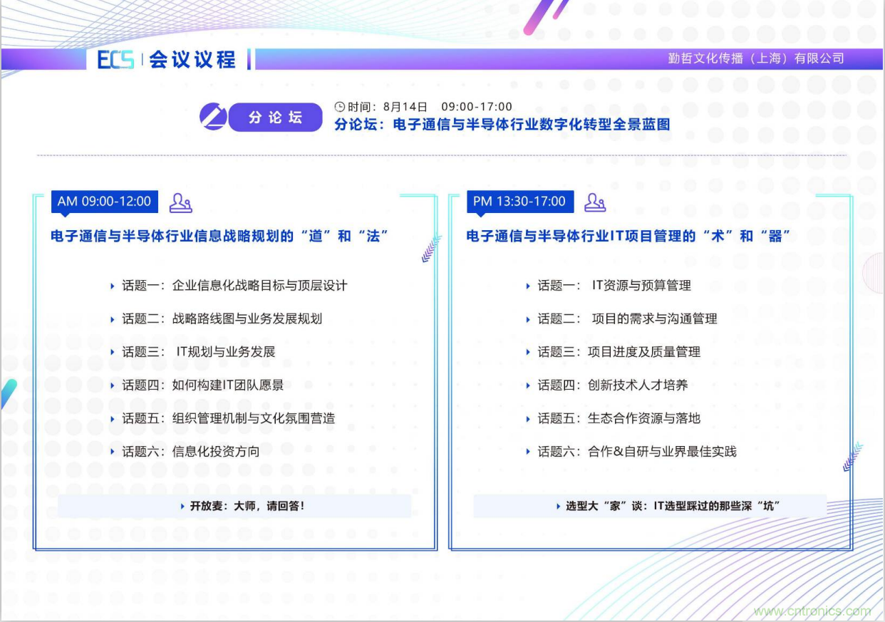 ECS 2020|第二屆中國(guó)電子通信與半導(dǎo)體CIO峰會(huì)正式啟動(dòng)！