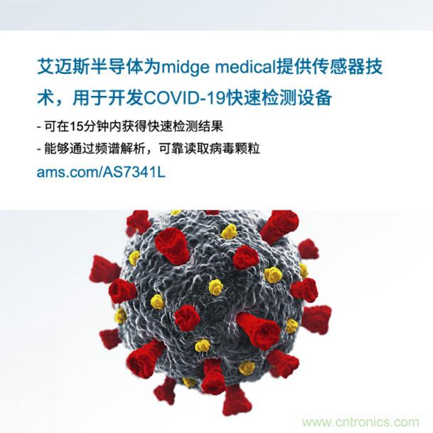 艾邁斯為midge medical提供傳感器技術(shù)，用于開(kāi)發(fā)COVID-19快速檢測(cè)設(shè)備