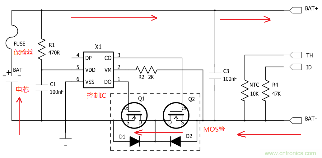 鋰電池保護電路的工作原理