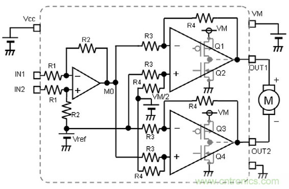 BTL功放電路的有刷直流電機(jī)驅(qū)動(dòng)：線性電壓驅(qū)動(dòng)